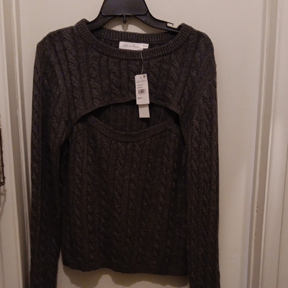 All in Favor Charcoal Cable Knit Sweater
